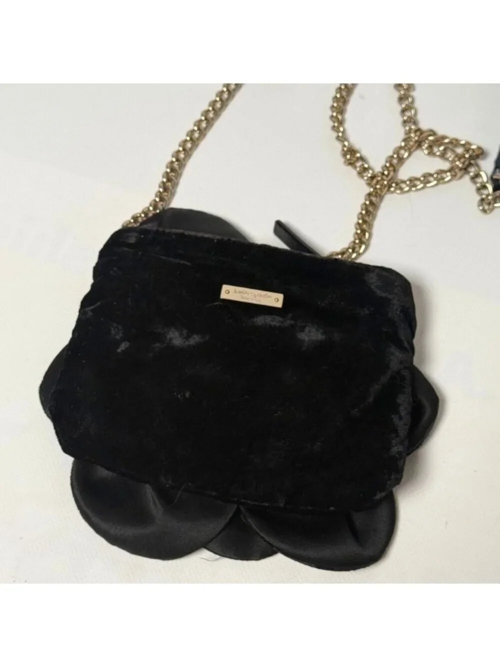 Kate Spade Skipper Deluxe Plush Black Flower Velvet Shoulder Bag – Gently Used